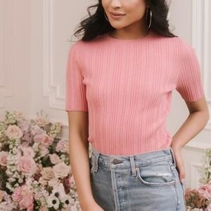 Rachel Parcell Pink Short Sleeve Knit Top